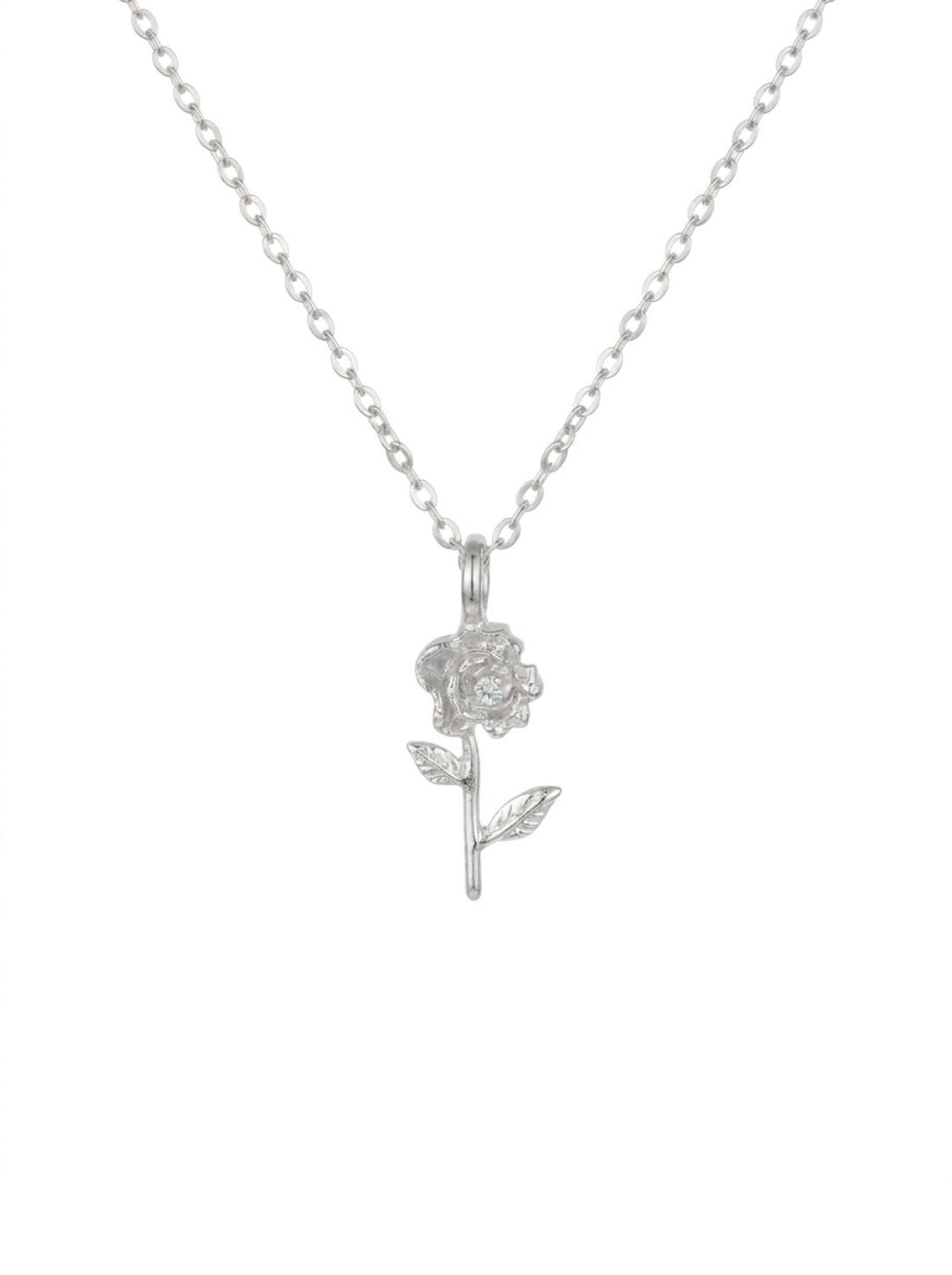 Single Stem Rose Necklace