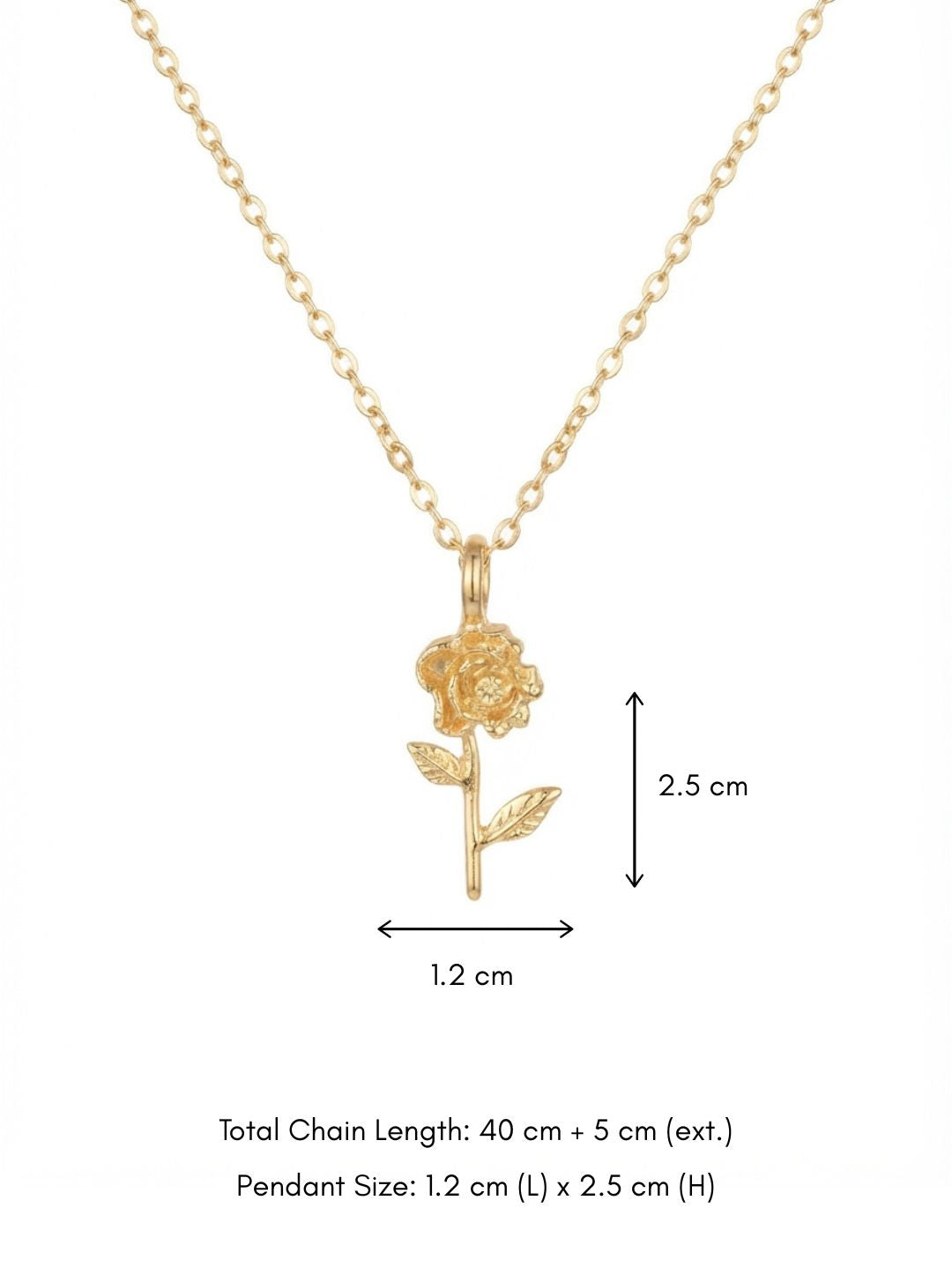 Single Stem Rose Necklace