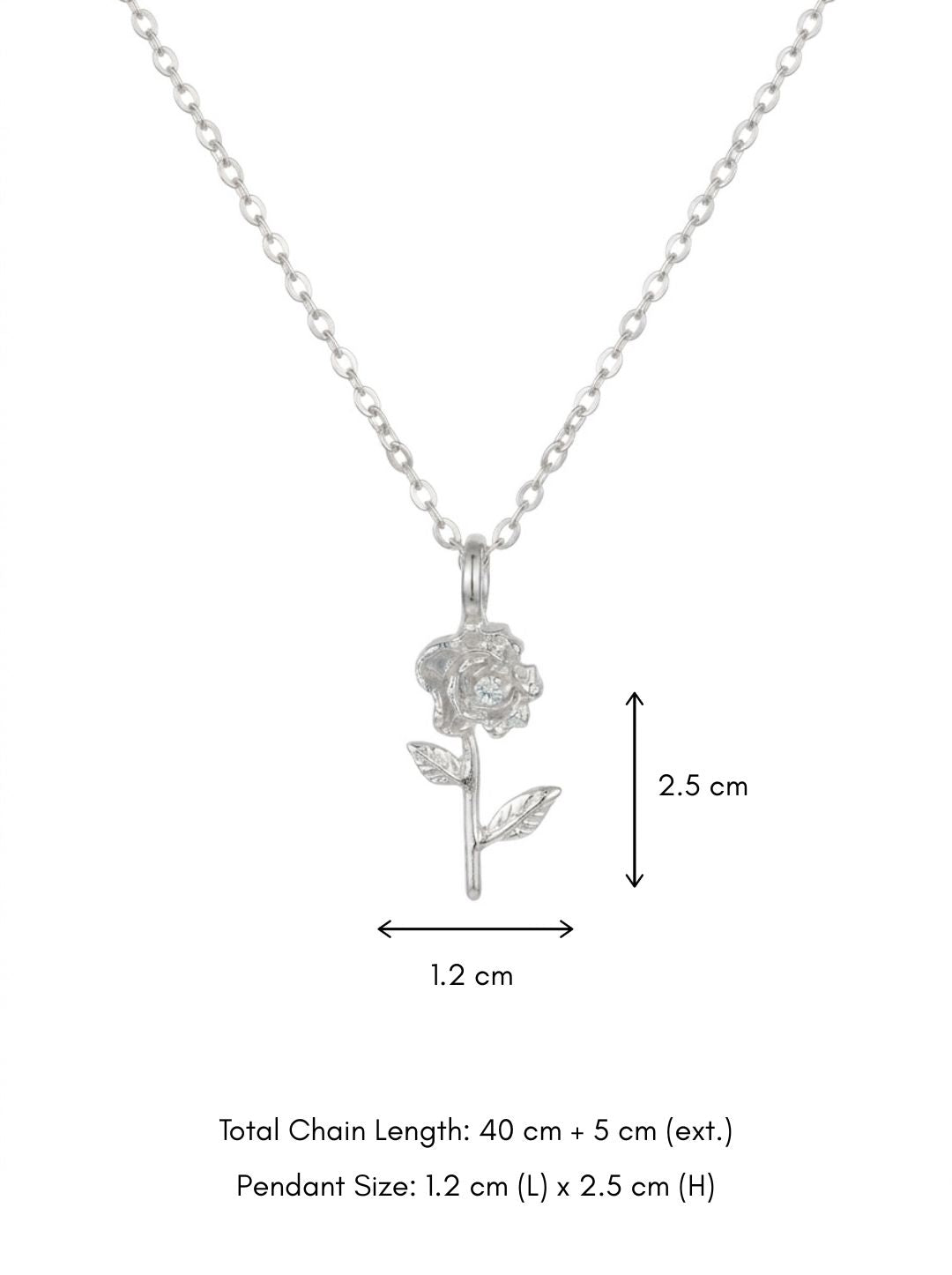 Single Stem Rose Necklace