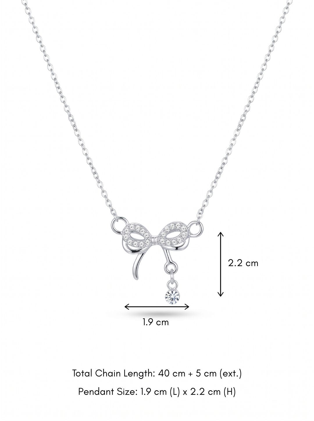 Crystal Bow Drop Necklace
