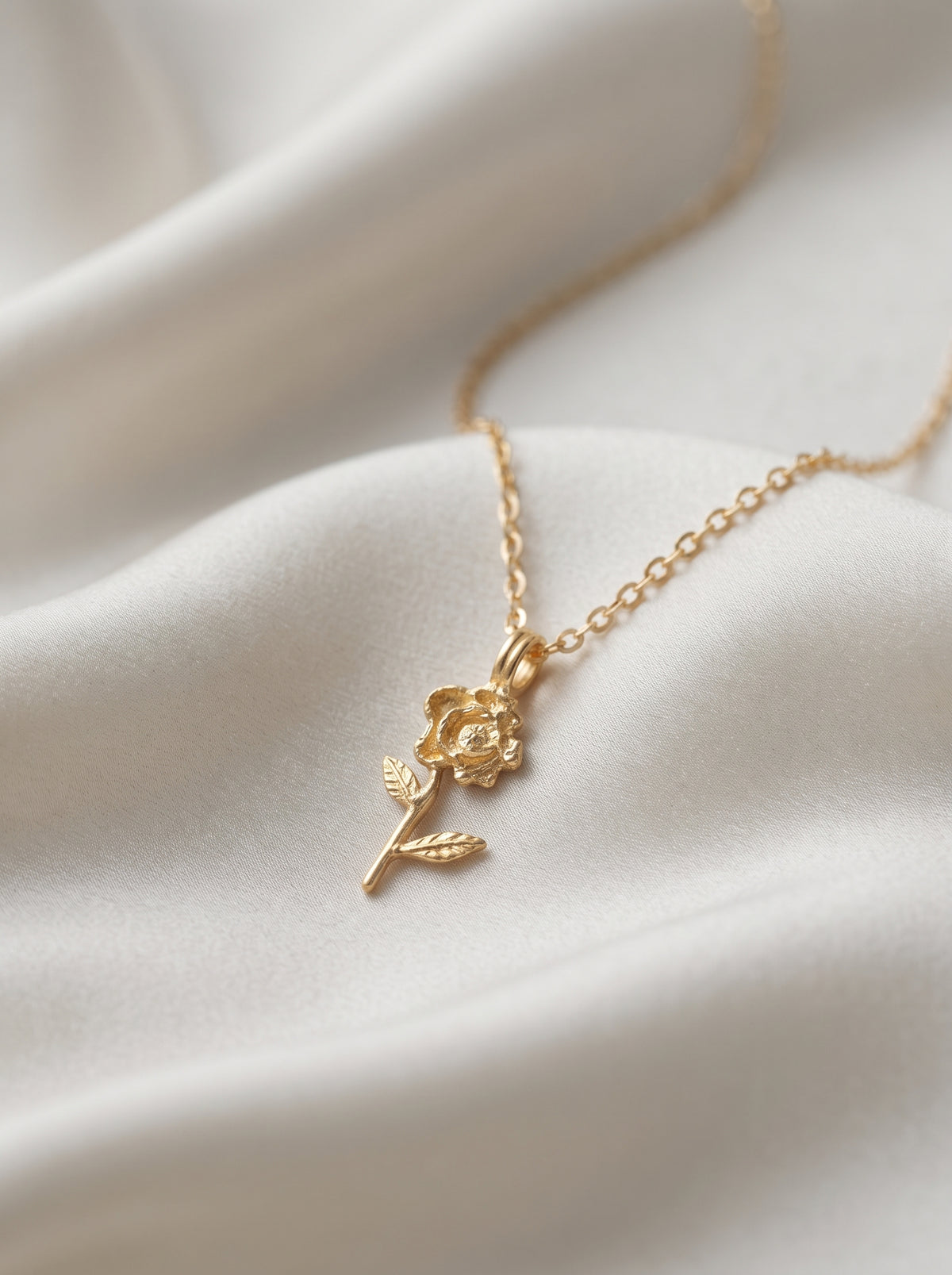 Single Stem Rose Necklace