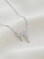 Crystal Bow Drop Necklace