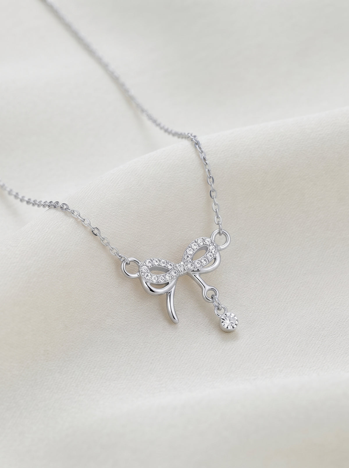 Crystal Bow Drop Necklace