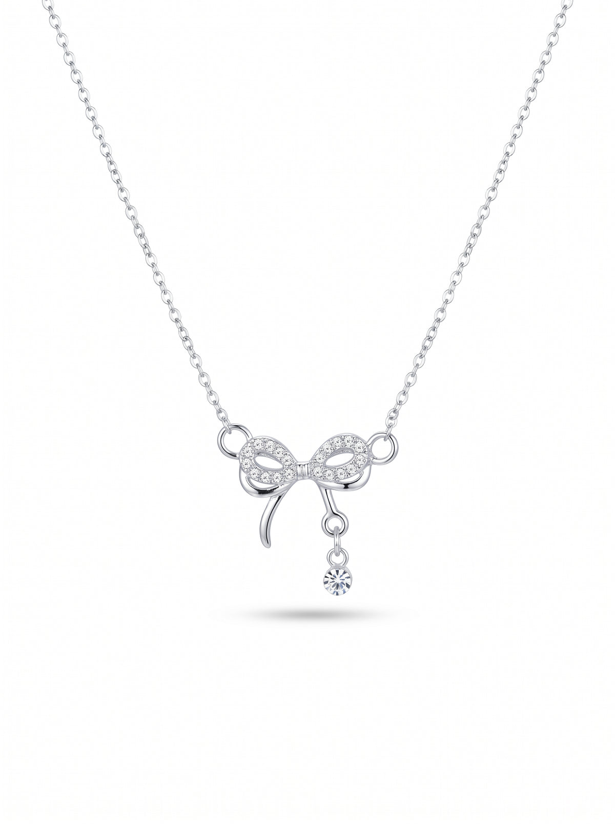 Crystal Bow Drop Necklace