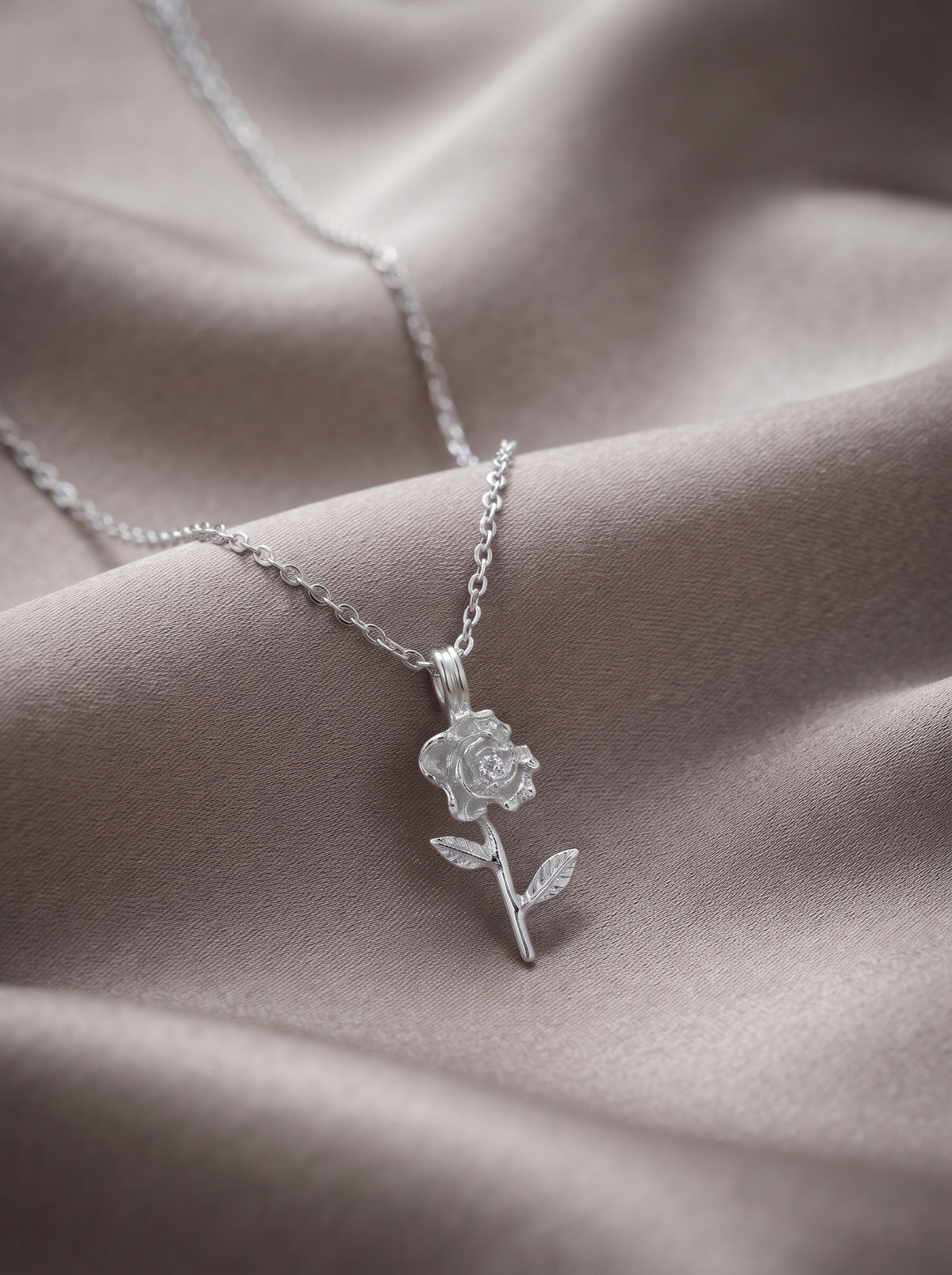 Single Stem Rose Necklace