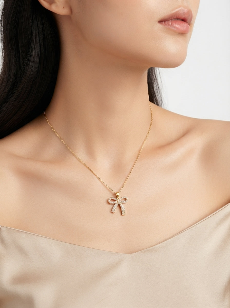 Golden Bow Knot Necklace